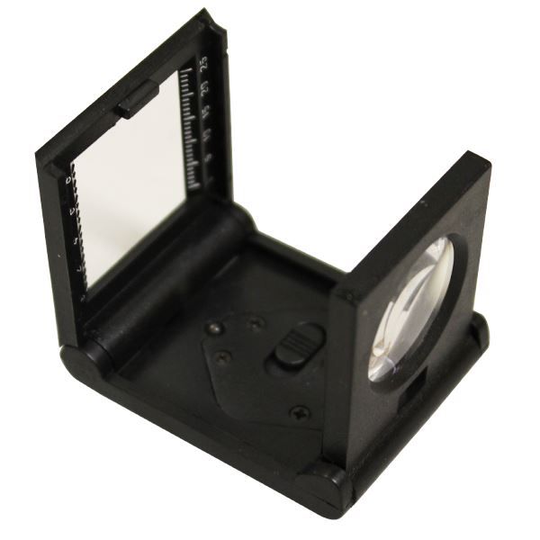 Kapesní lupa s LED a měřítkem, skládací, 5x, pr. 22 mm