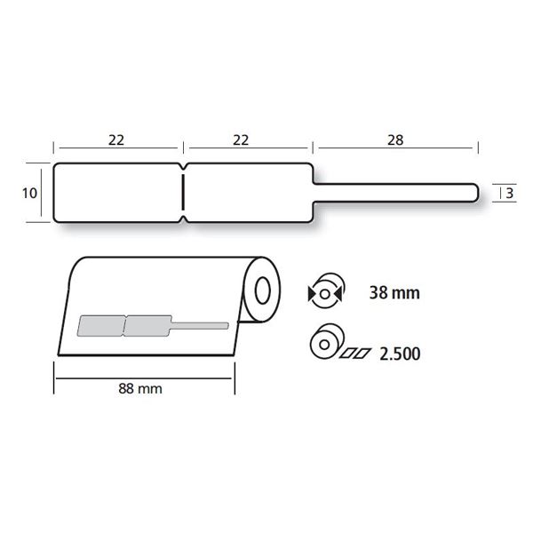 Štítky bílé 44 1072 F1, role 2500 ks