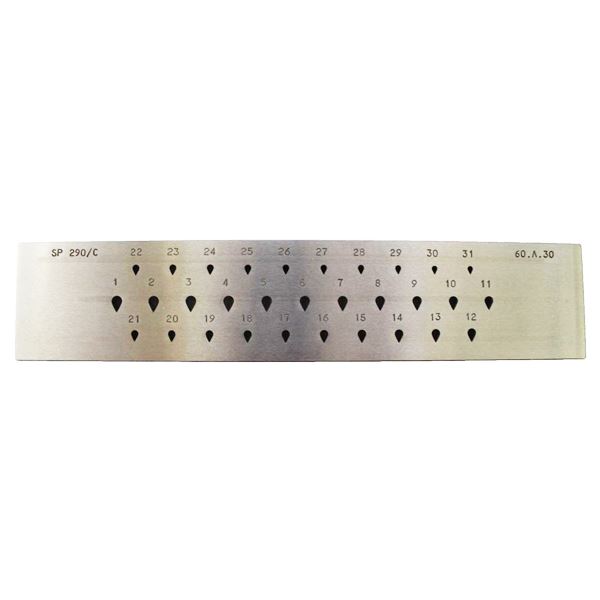 Průvlak kapka 65%; 6x3,90 - 3x1,95 mm, 31 otvorů