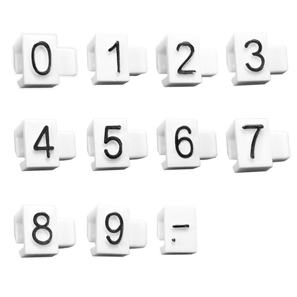 Cenovky 5 mm černé písmo, znak ".-" bal. 50 ks