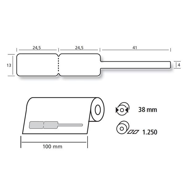 Štítky bílé 44 1390 K1, role 1250 ks