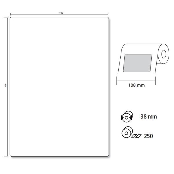 Štítky bílé 41 148105 S1, role 250 ks