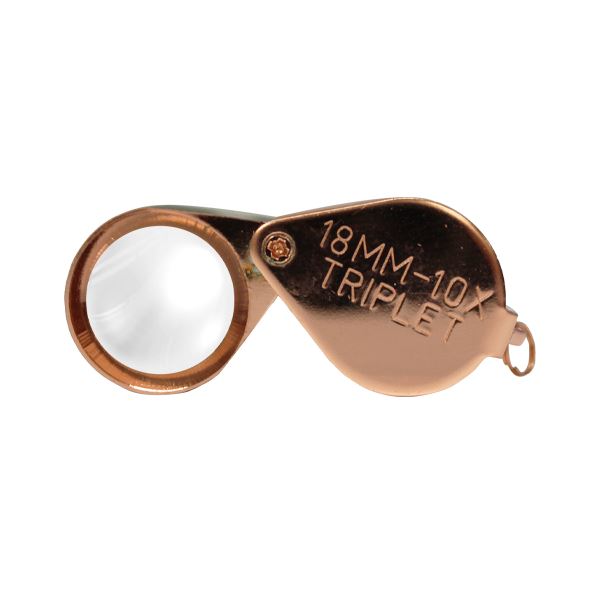 Kapesní lupa 10x, Triplet, pr. 18 mm, rose gold