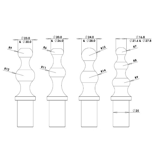 Trny pro multifunkční kovadlinu Durston, sada 4 ks, konvexní