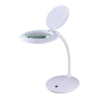 Stolní lupa s LED osvětlením 5D - bílá/lesk