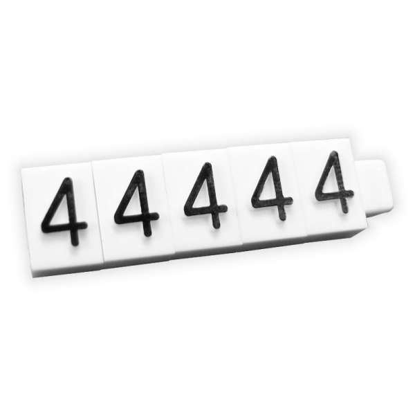 Cenovky 5 mm černé písmo, znak "4" bal. 50 ks