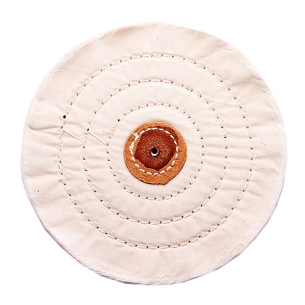 Kotouč mušelínový bílý, kožený střed, hrubě tkaný 150 mm, 40 vrstev, 3 prošití