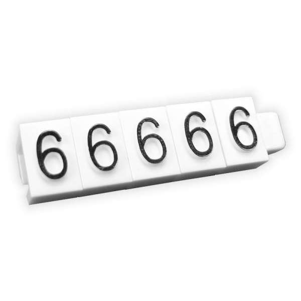 Cenovky 5 mm černé písmo, znak "6" bal. 50 ks