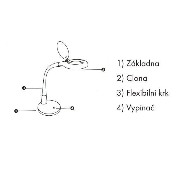 Stolní lupa s LED osvětlením Durston, 3x a 5x