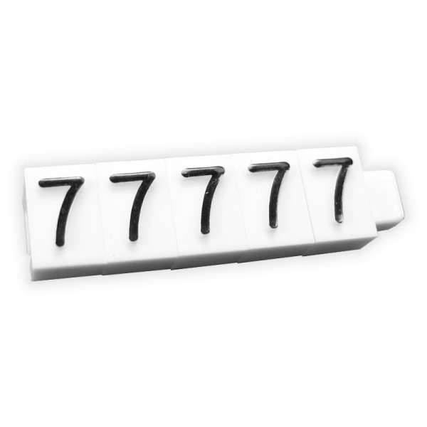 Cenovky 5 mm černé písmo, znak "7" bal. 50 ks
