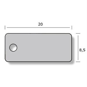 Štítky PVC s nití 71 764A, 20x8,5 mm, stříbrné, 100 ks