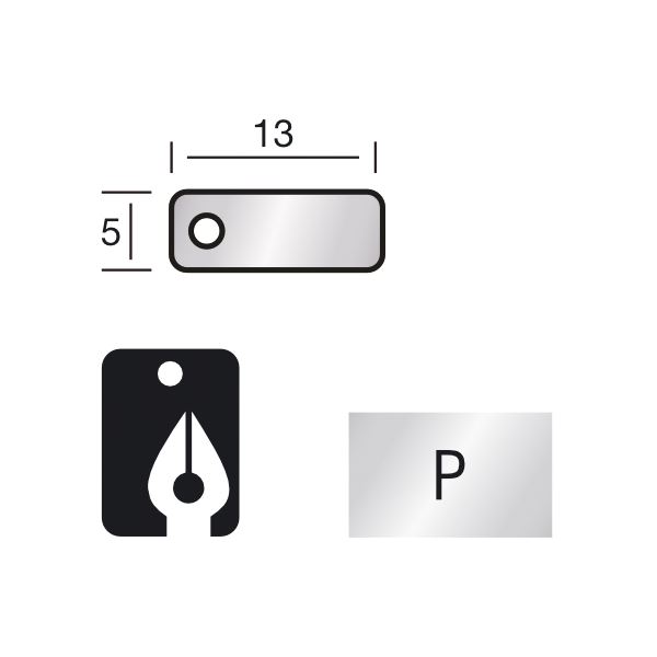 Štítky PVC s nití 71 78A, 13,5x5 mm, stříbrné, 100 ks