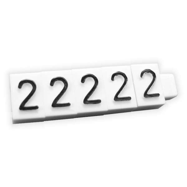 Cenovky 5 mm černé písmo, znak "2" bal. 50 ks