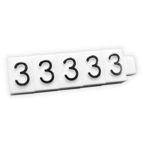 Cenovky 5 mm černé písmo, znak "3" bal. 50 ks